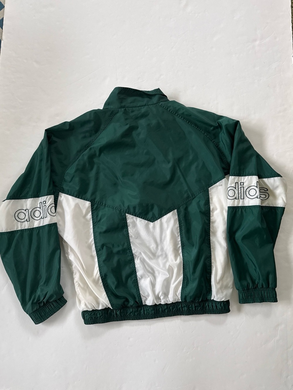 Vintage Adidas Original Green White Trefoil Nylon Track Suit Large 90s Logo - Picture 4 of 11